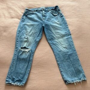 Loft Distressed High Waist Straight Crop Jeans - 30